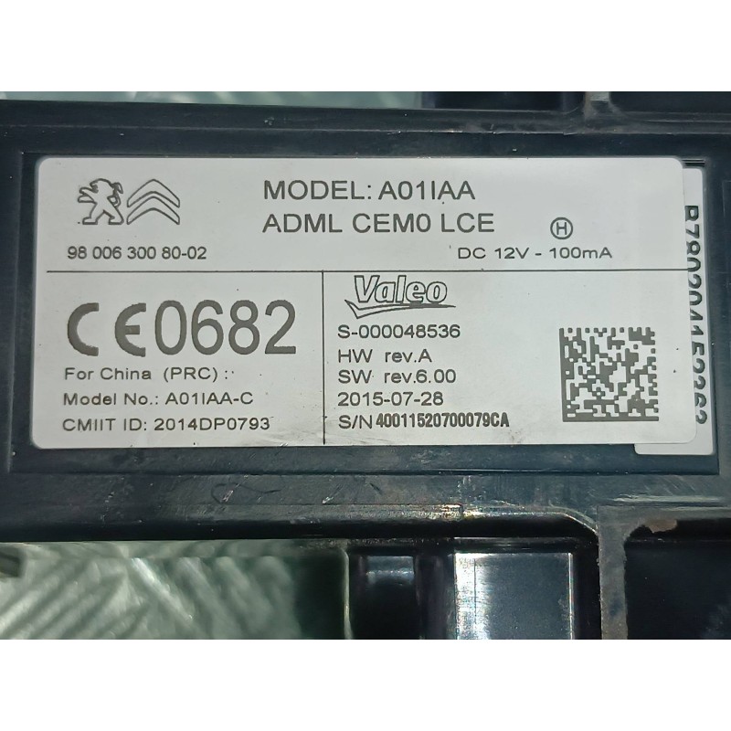 Recambio de conmutador de arranque para citroen c4 picasso feel referencia OEM IAM 980063008002 MODEL A01IAA VALEO