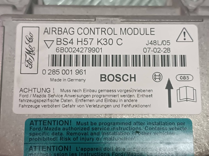 Recambio de centralita airbag para mazda 3 berlina (bk) 1.6 vvt active referencia OEM IAM BS4H57K30C 0285001961 BOSCH
