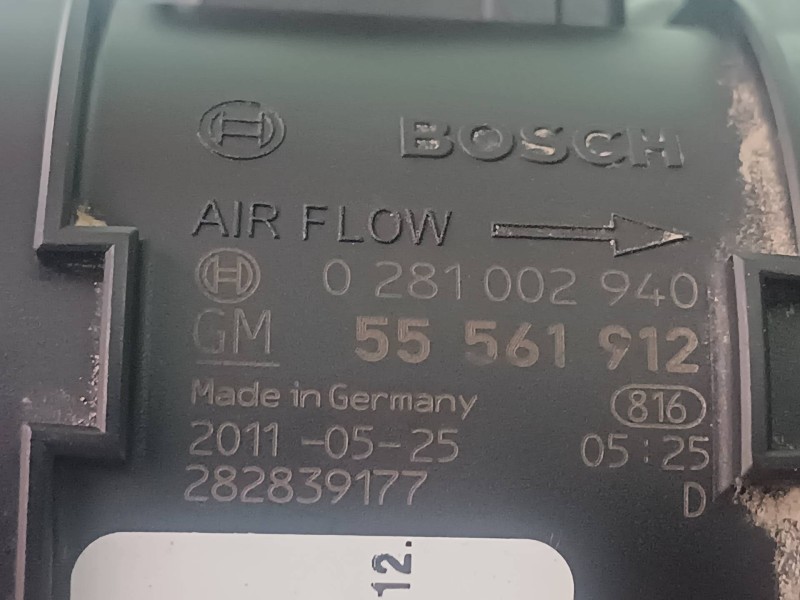 Recambio de caudalimetro para opel astra j sports tourer sport referencia OEM IAM 55561912 0281002940 BOSCH