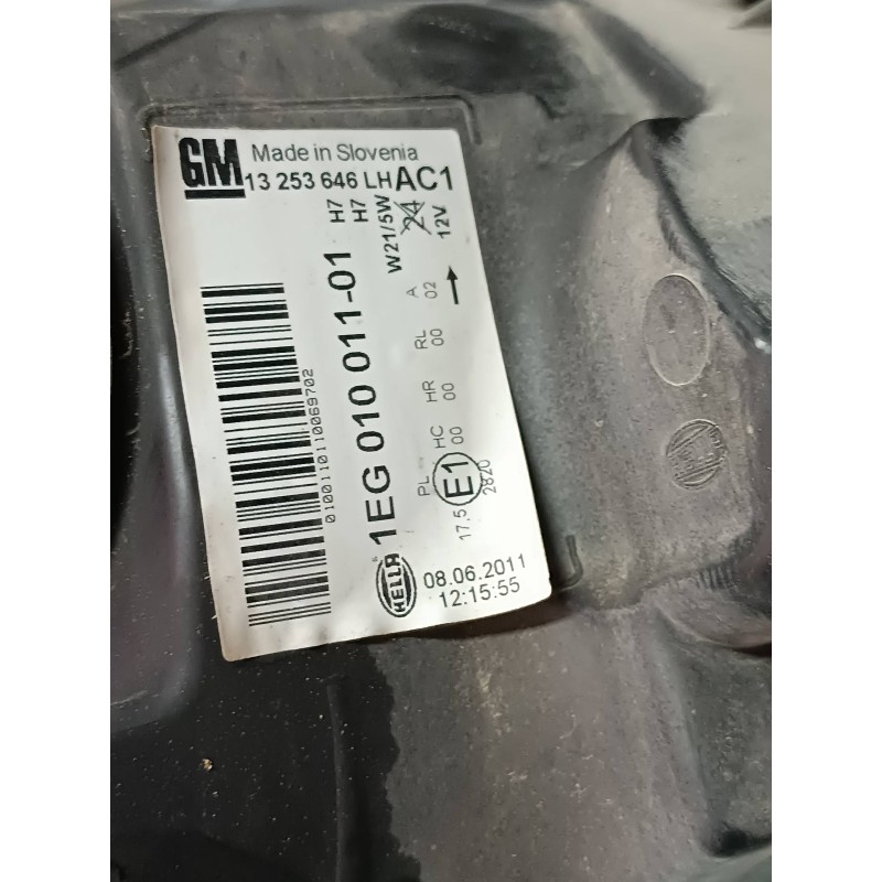 Recambio de faro izquierdo para opel astra j sports tourer sport referencia OEM IAM 1EG01001101 13253646LH GM