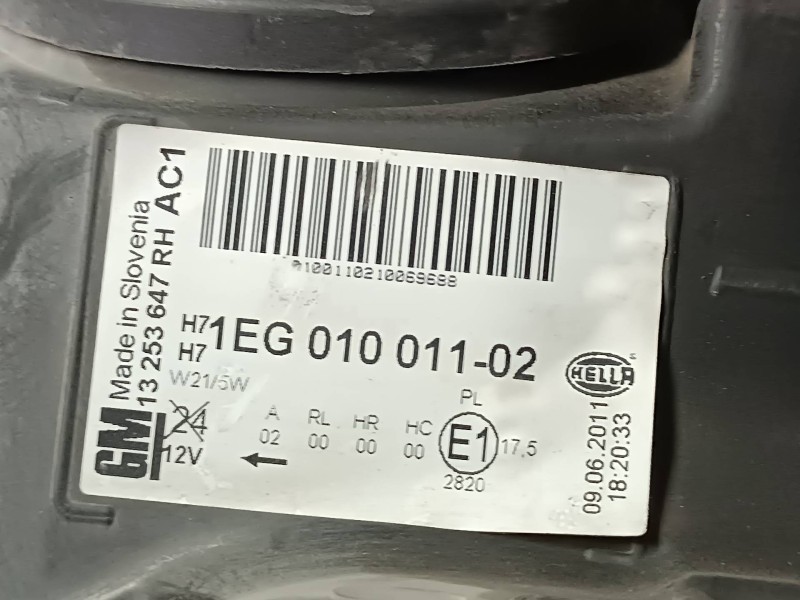 Recambio de faro derecho para opel astra j sports tourer sport referencia OEM IAM 1EG01001102 13253647RH GM