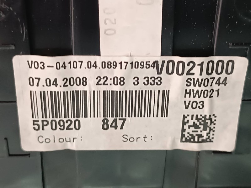 Recambio de cuadro instrumentos para seat altea (5p1) arena referencia OEM IAM 5P0920847 110080370001 A2C53029654