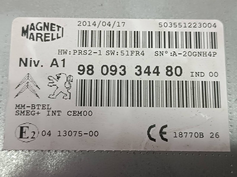 Recambio de sistema audio / radio cd para citroen c4 picasso attraction referencia OEM IAM 9809334480  MAGNETI MARELLI