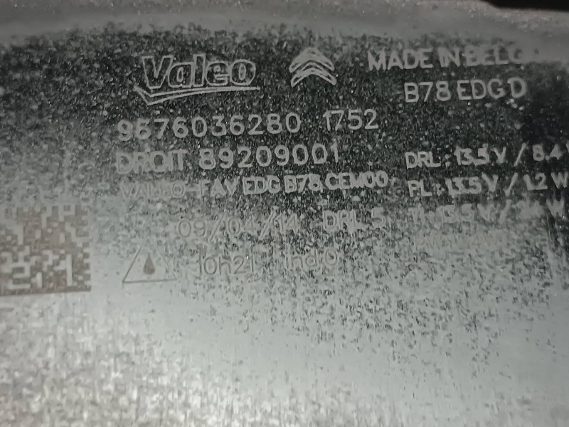 Recambio de piloto delantero derecho para citroen c4 picasso attraction referencia OEM IAM 9676036280 89209001 VALEO