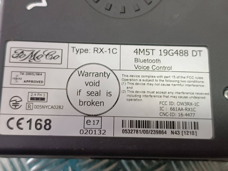 Recambio de modulo electronico para ford fusion (cbk) ambiente referencia OEM IAM 4M5T19G488DT 0010407E8284D NOKIA