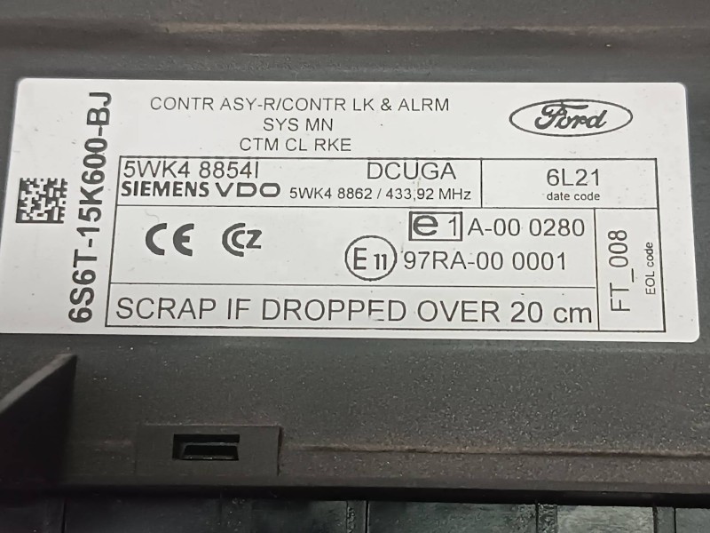 Recambio de modulo electronico para ford fusion (cbk) ambiente referencia OEM IAM 6S6T15K600BJ 5WK488541 97RA000001