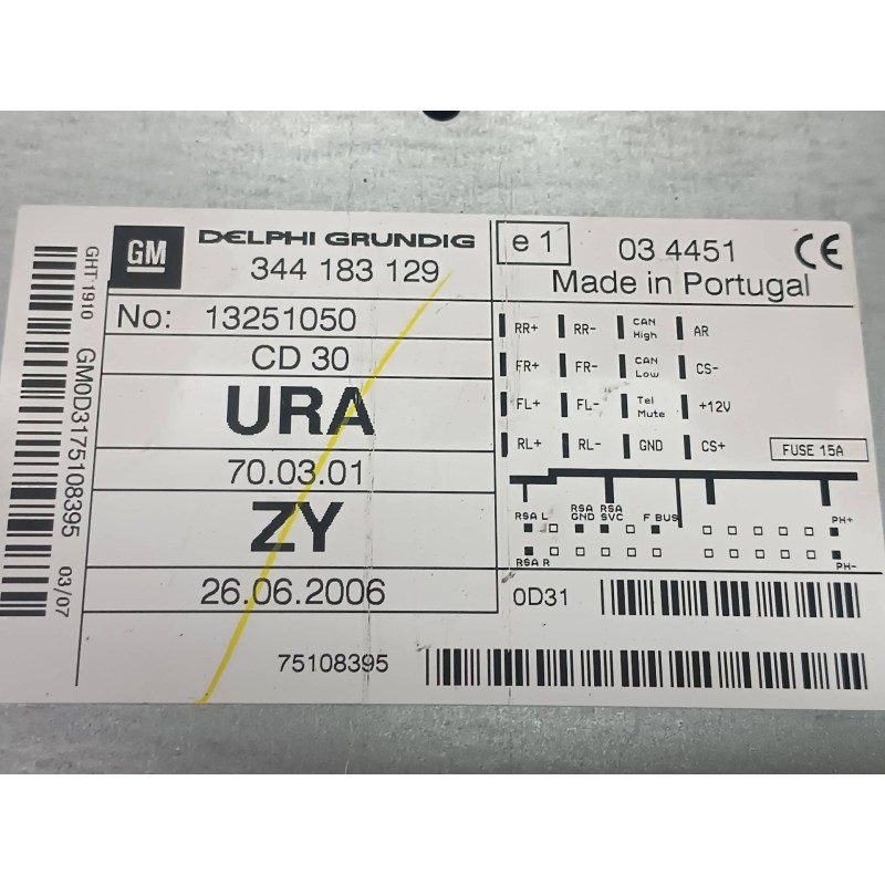 Recambio de sistema audio / radio cd para opel astra h berlina cosmo referencia OEM IAM 344183129 13251050 DELPHI GRUNDIG