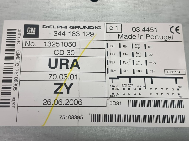 Recambio de sistema audio / radio cd para opel astra h berlina cosmo referencia OEM IAM 344183129 13251050 DELPHI GRUNDIG