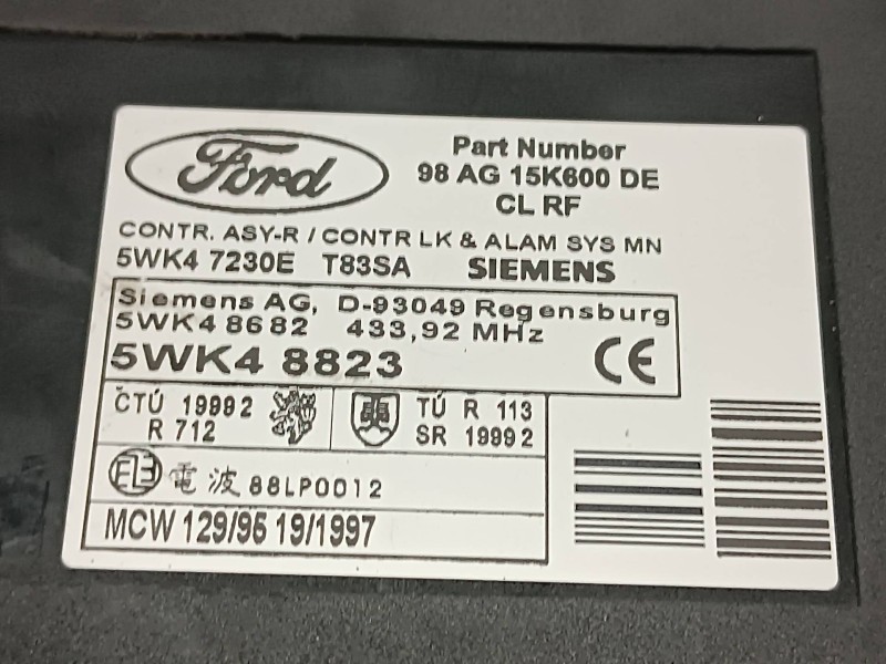 Recambio de modulo confort para ford focus berlina (cak) trend referencia OEM IAM 98AG15K600DE 5WK48823 SIEMENS