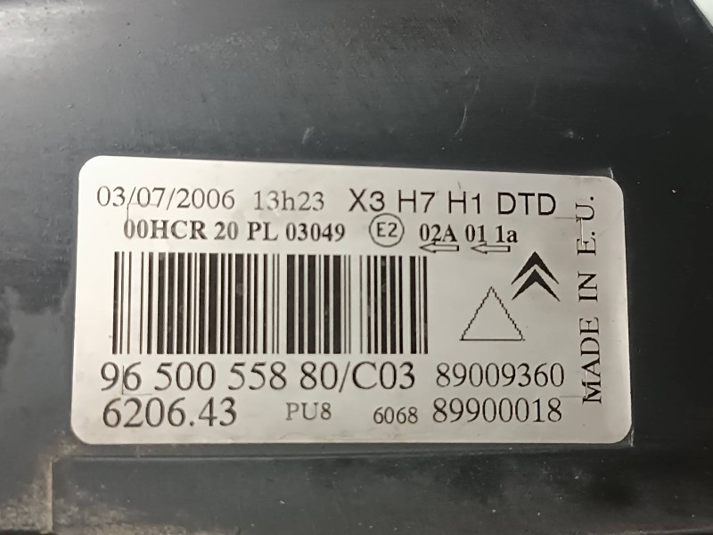 Recambio de faro derecho para citroen c5 berlina lx (e) referencia OEM IAM 9650055880 89009360 89900018