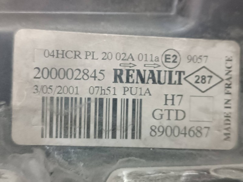 Recambio de faro izquierdo para renault laguna ii (bg0) authentique referencia OEM IAM 8200002845 89004687 