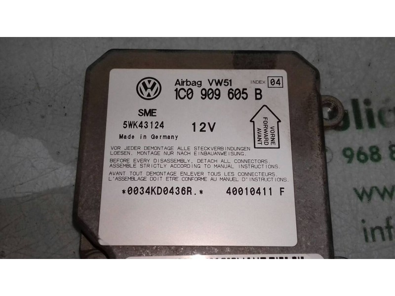 Recambio de centralita airbag para volkswagen passat berlina (3b3) advance referencia OEM IAM 1C0909605B 5WK43124 