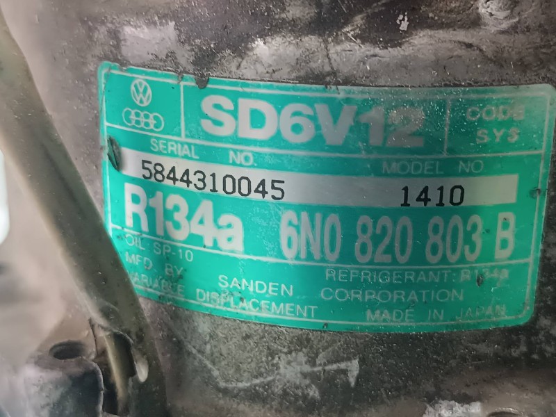 Recambio de compresor aire acondicionado para volkswagen polo berlina (6n2) conceptline referencia OEM IAM 6N0820803B SD6V12 R13