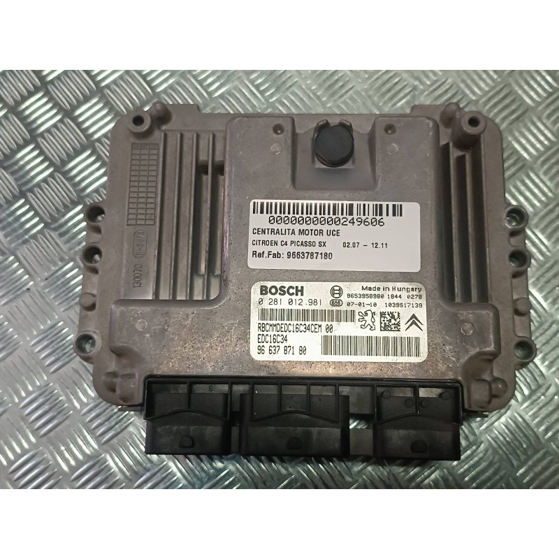 Recambio de centralita motor uce para citroen c4 picasso sx referencia OEM IAM 9663787180 0281012981 BOSCH