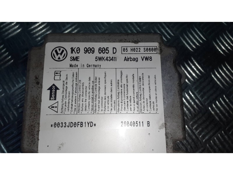 Recambio de centralita airbag para volkswagen golf v berlina (1k1) highline referencia OEM IAM 1K0909605D 5WK43411 