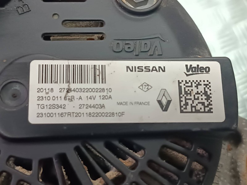Recambio de alternador para dacia sandero iii referencia OEM IAM 231001167R VALEO 120A