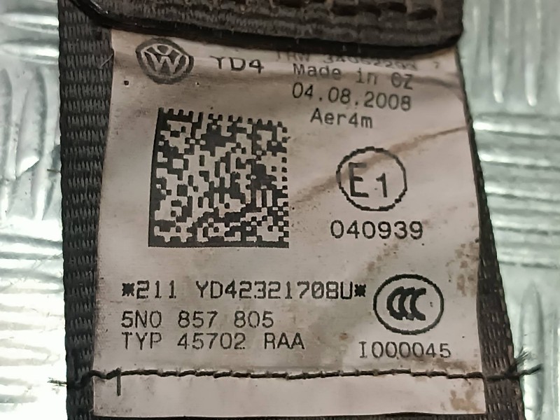 Recambio de cinturon seguridad trasero izquierdo para volkswagen tiguan (5n1) country referencia OEM IAM 5N0857805 34021700A 
