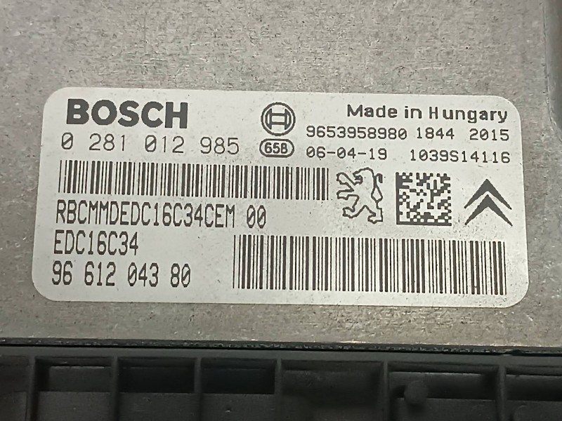 Recambio de centralita motor uce para peugeot 307 berlina (s2) referencia OEM IAM 0281012985 9661940480 KIT - BOSCH