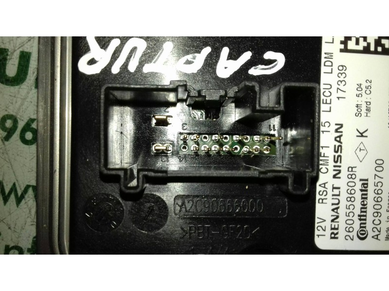 Recambio de centralita faros xenon para renault captur xmod referencia OEM IAM 260558608R A2C90665700 CONTINENTAL