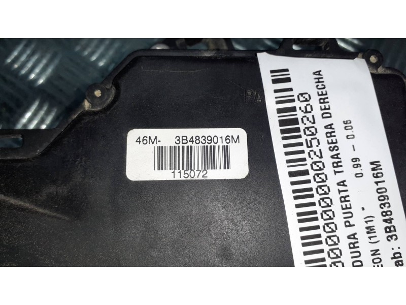 Recambio de cerradura puerta trasera derecha para seat leon (1m1) referencia OEM IAM 3B4839016M  6 PINES