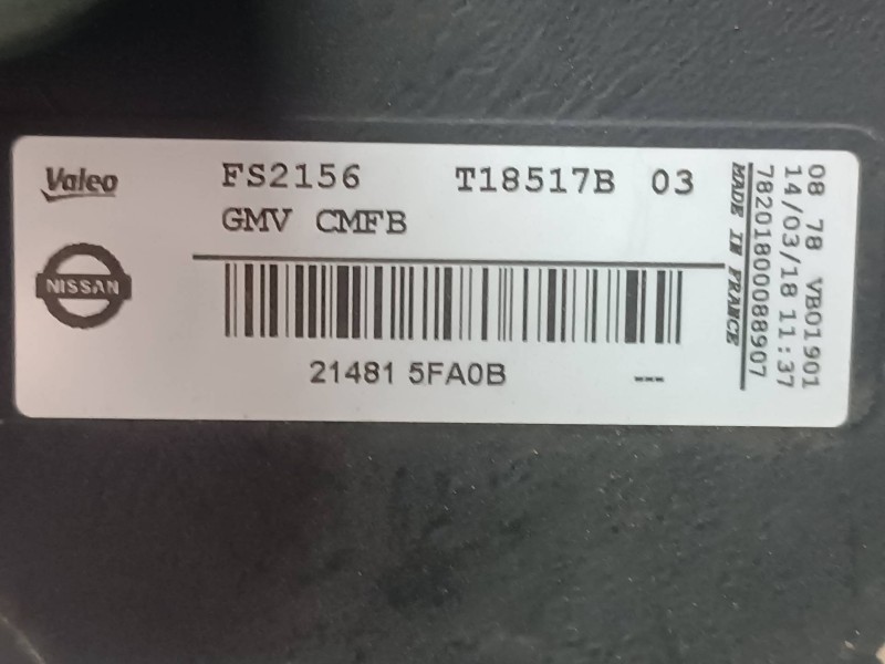 Recambio de electroventilador para nissan micra v (k14) referencia OEM IAM 214815FA0B 255507773R SOLO CARCASA