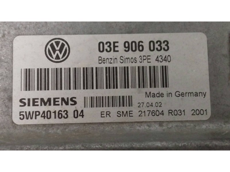Recambio de centralita motor uce para volkswagen polo (9n1) conceptline referencia OEM IAM 03E906033 5WP4016304 SIEMENS