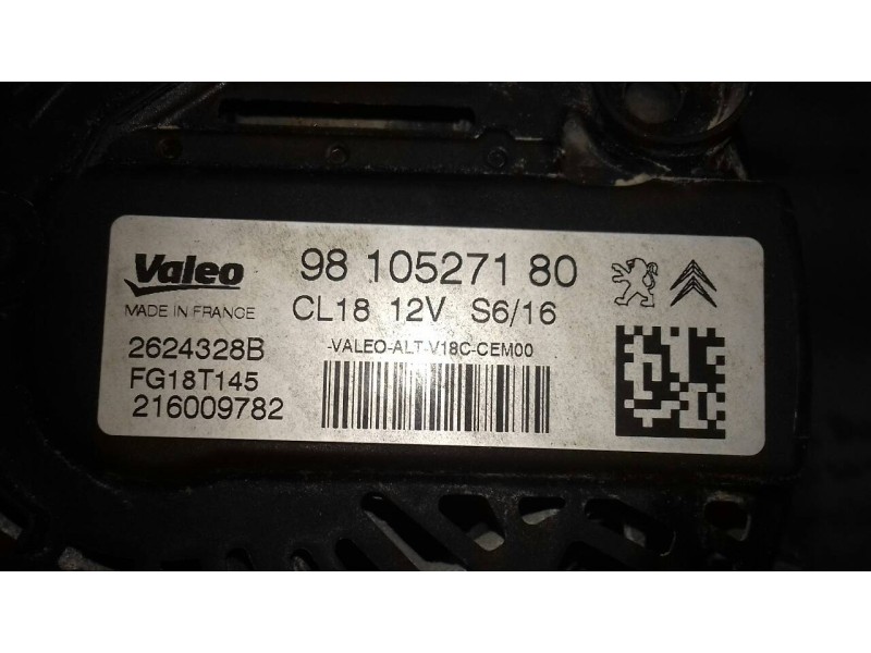 Recambio de alternador para peugeot 3008 confort referencia OEM IAM 9810527180 VALEO CL18