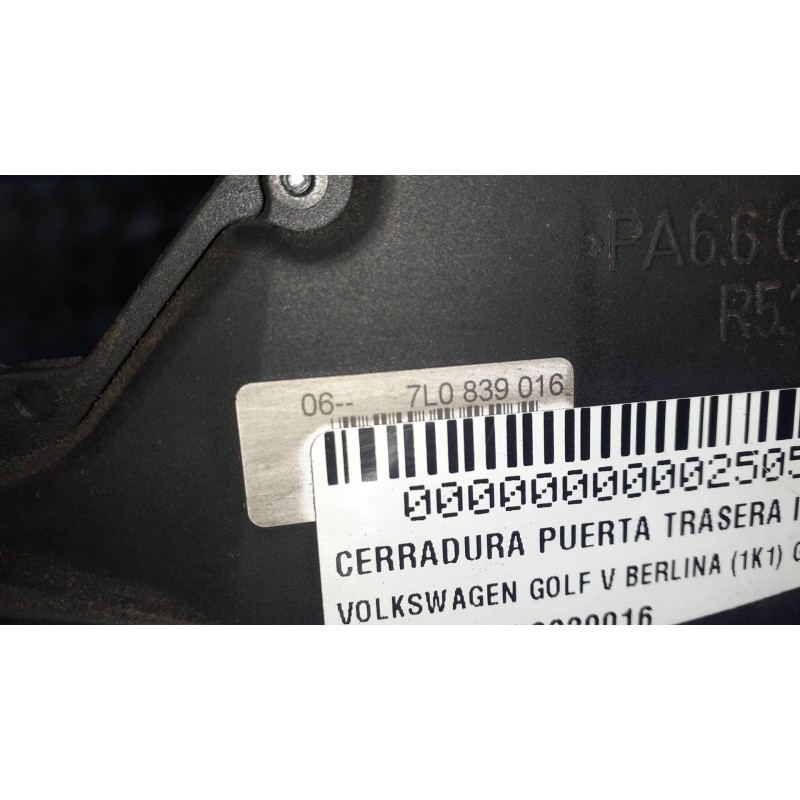 Recambio de cerradura puerta trasera izquierda para volkswagen golf v berlina (1k1) gt sport referencia OEM IAM 7L0839016  