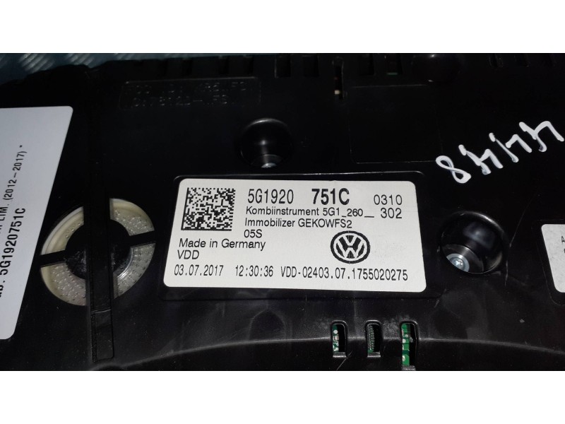 Recambio de cuadro instrumentos para volkswagen golf vii lim. referencia OEM IAM 5G1920751C A2C12301600 A2C534275481770313
