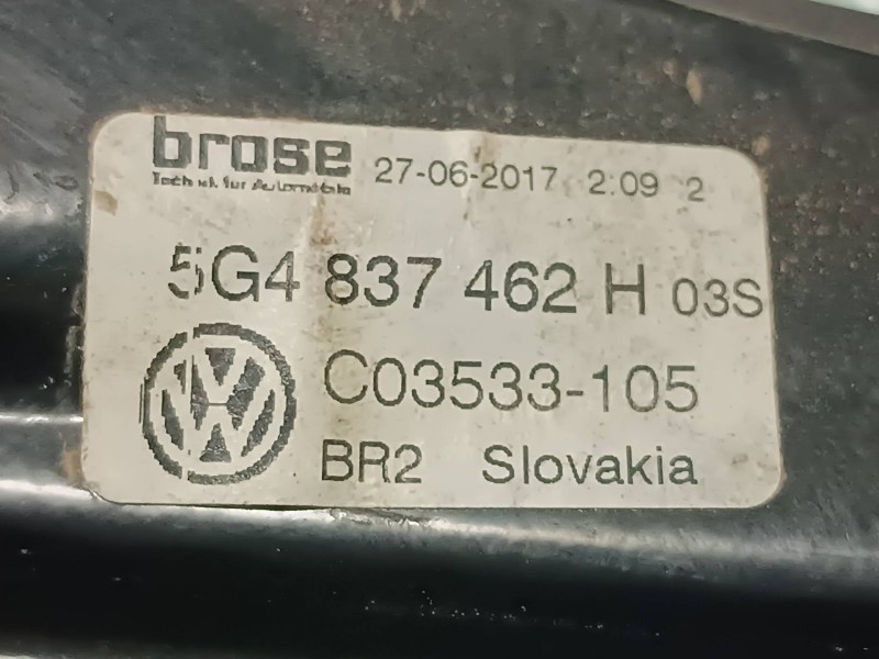 Recambio de elevalunas delantero derecho para volkswagen golf vii lim. referencia OEM IAM 5G4837462H  SIN MOTOR