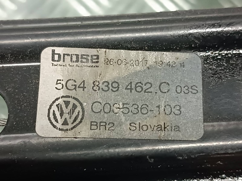 Recambio de elevalunas trasero derecho para volkswagen golf vii lim. referencia OEM IAM 5G4839462C  SIN MOTOR