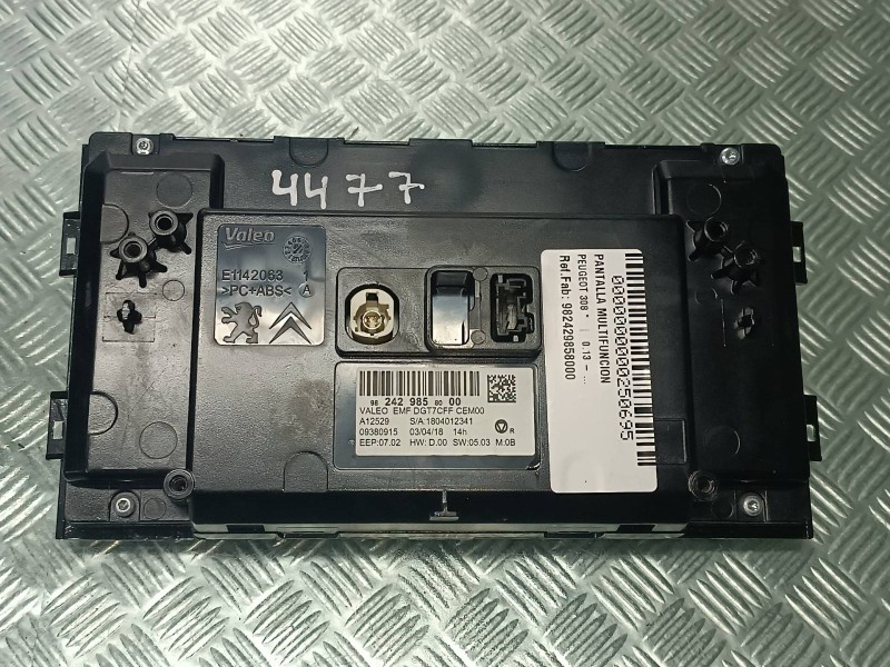Recambio de pantalla multifuncion para peugeot 308 referencia OEM IAM 982429858000  VALEO