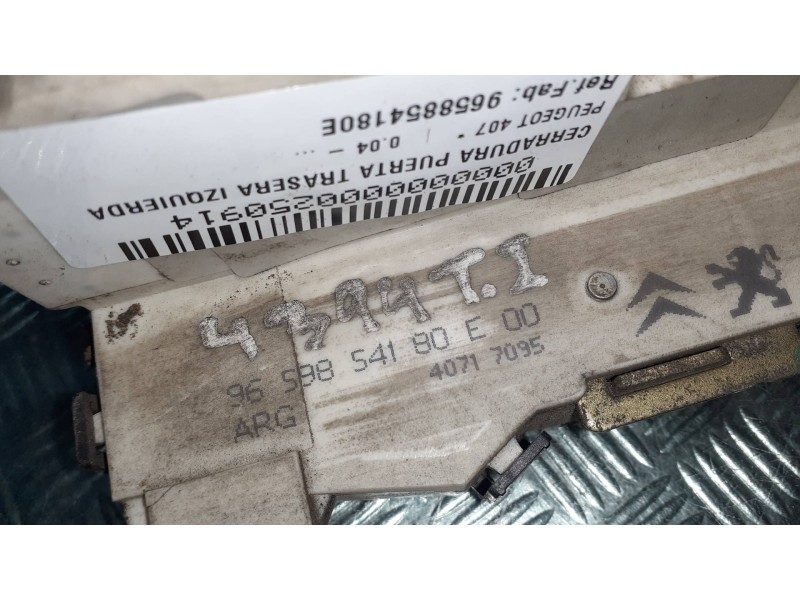 Recambio de cerradura puerta trasera izquierda para peugeot 407 referencia OEM IAM 9658854180E CONECTOR 6 PINES ELECTRICA