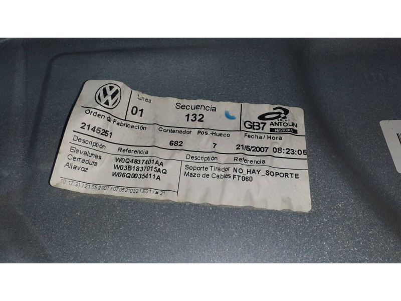 Recambio de elevalunas delantero izquierdo para volkswagen polo (9n3) referencia OEM IAM 6Q4837755 2145251 ELECTRICO