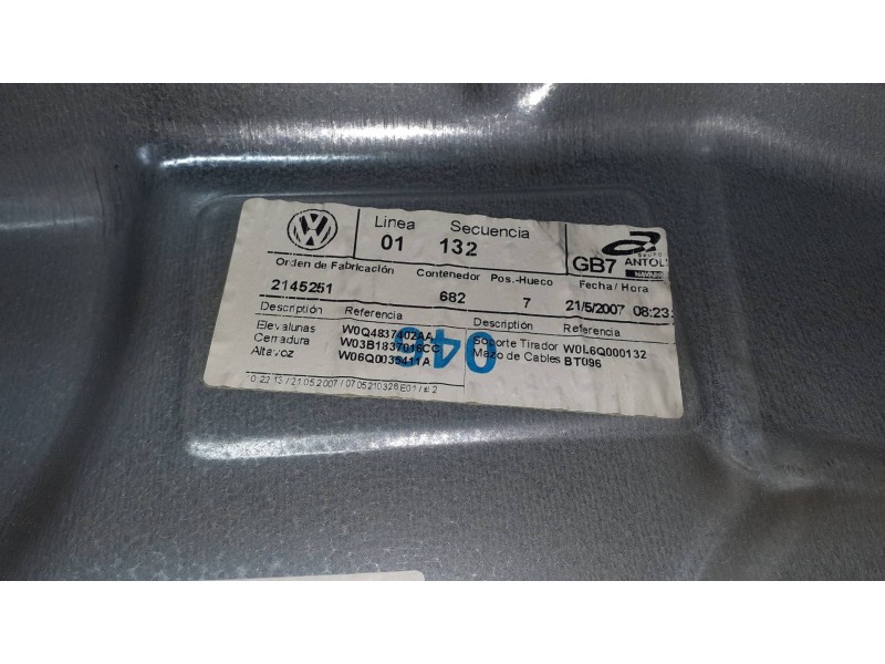 Recambio de elevalunas delantero derecho para volkswagen polo (9n3) referencia OEM IAM 6Q4837756 2145251 ELECTRICO