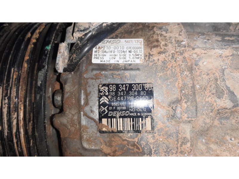 Recambio de compresor aire acondicionado para peugeot 208 (p2) referencia OEM IAM 9834730080 4472100010 