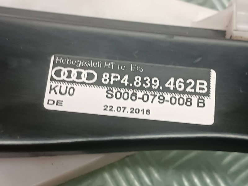 Recambio de elevalunas trasero derecho para audi a3 (8p) referencia OEM IAM 8P4839462B  SIN MOTOR