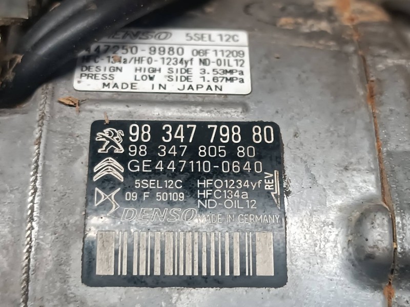 Recambio de compresor aire acondicionado para opel mokka referencia OEM IAM 9834779880 4472509980 