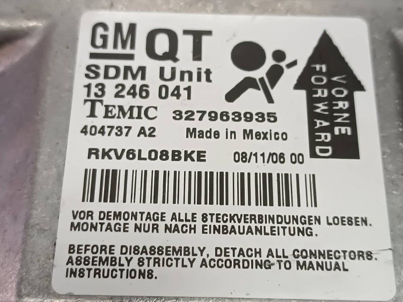 Recambio de centralita airbag para opel astra gtc referencia OEM IAM 327963935 RKV6L08BKE 13246041