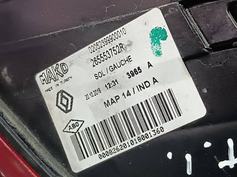 Recambio de piloto trasero izquierdo para renault clio iv referencia OEM IAM 265553752R 4 PINES 02052399900010 Recambio de piloto trasero izquierdo para renault clio iv referencia OEM IAM 265553752R 4 PINES 02052399900010