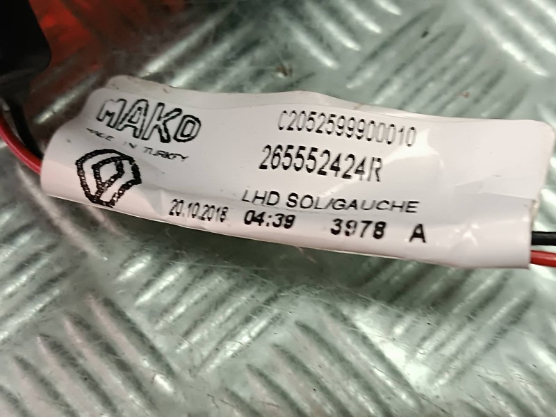 Recambio de piloto trasero izquierdo interior para renault clio iv referencia OEM IAM 265552424R  2 PINES Recambio de piloto trasero izquierdo interior para renault clio iv referencia OEM IAM 265552424R  2 PINES