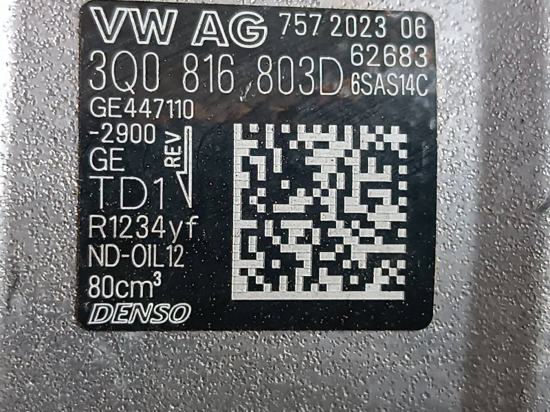 Recambio de compresor aire acondicionado para seat arona referencia OEM IAM 3Q0816803D GE3264488 1+2 PINES