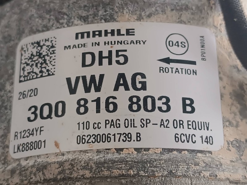 Recambio de compresor aire acondicionado para seat leon (kl1) referencia OEM IAM 3Q0816803B L0507001 2 PINES