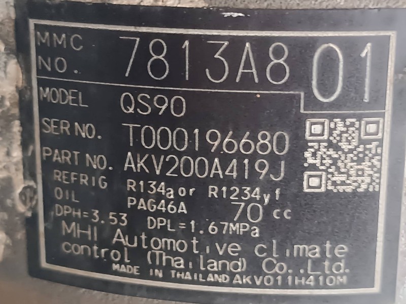 Recambio de compresor aire acondicionado para mitsubishi eclipse cross referencia OEM IAM AKV200A419J 7813A801 1 PIN