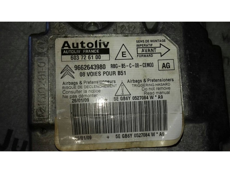 Recambio de centralita airbag para citroen c4 berlina lx referencia OEM IAM 9662643980 603726100 AUTOLIV