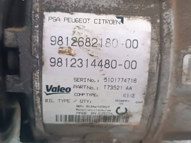 Recambio de compresor aire acondicionado para citroen c4 picasso referencia OEM IAM 9812682180 2 PINES VALEO