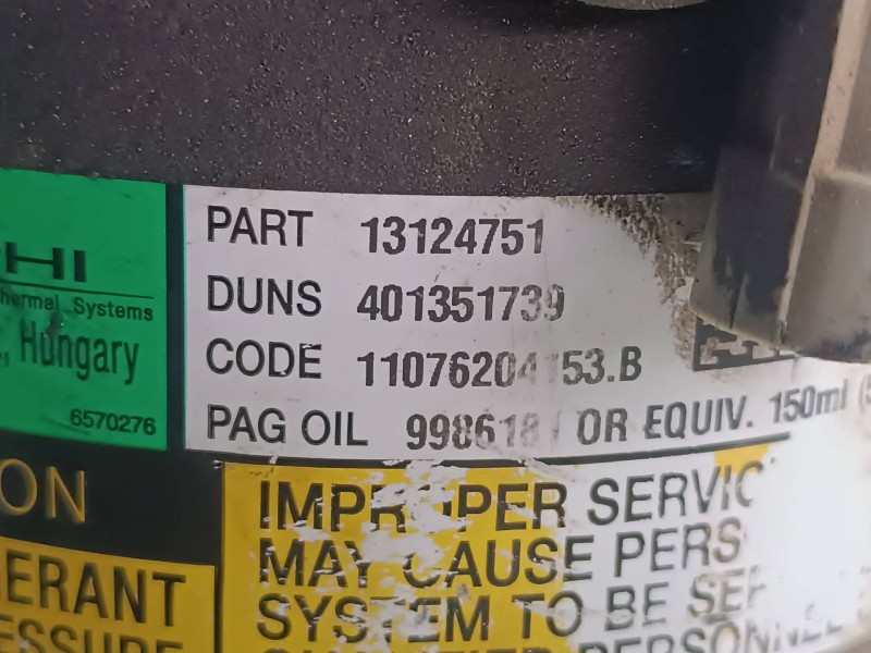 Recambio de compresor aire acondicionado para opel astra gtc referencia OEM IAM 13124751 DELPHI 2 PINES