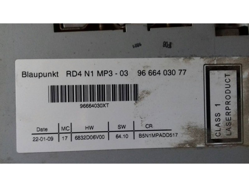 Recambio de sistema audio / radio cd para citroen c4 berlina lx referencia OEM IAM 9666403077  BLAUPUNKT