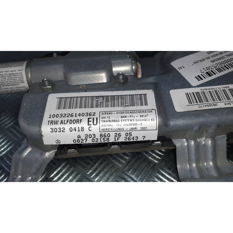Recambio de airbag lateral derecho para mercedes-benz clase c (w203) berlina referencia OEM IAM A2038602605  2 PINES