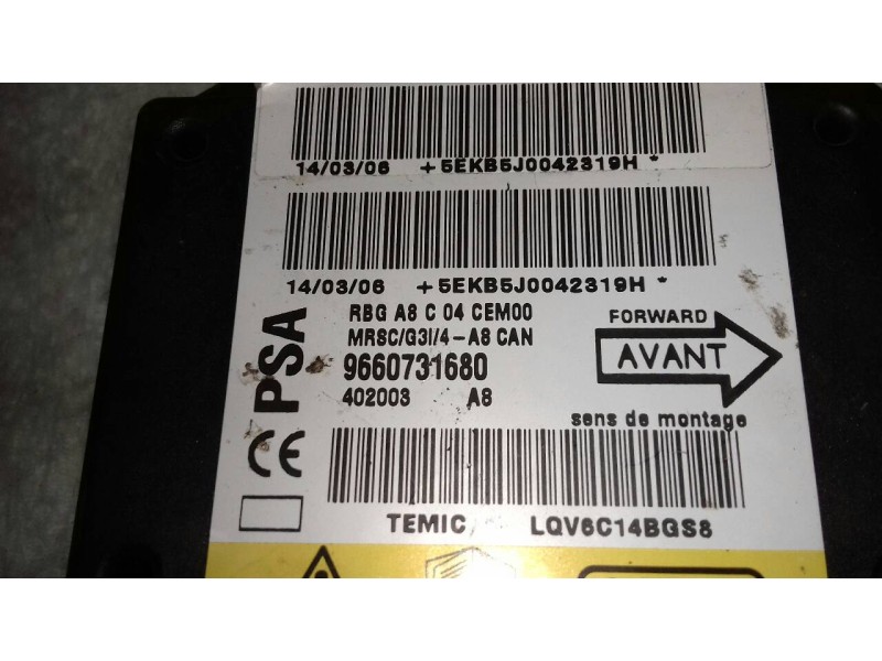 Recambio de centralita airbag para citroen c3 1.1 collection referencia OEM IAM 9660731680  